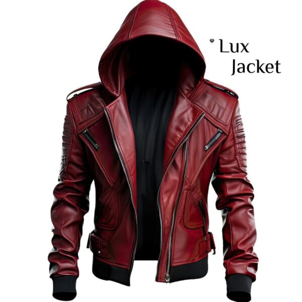 il_fullxfull.7016869777_6xc8.jpg Handmade Red Maroon Sheepskin Leather Biker Jacket | Hooded Motorcycle Style
