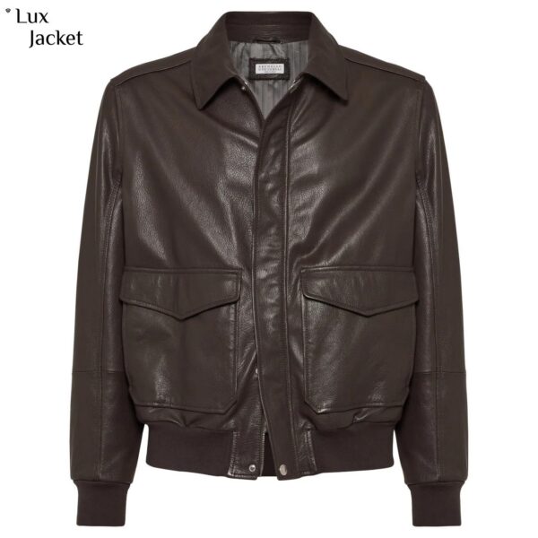 il_fullxfull.7236768460_epac.jpg Brunello Cucinelli Sheepskin Aviator Leather Jacket | Brown Bomber Coat for Men