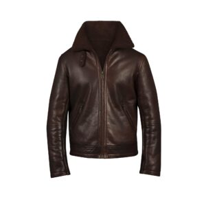 Distressed Brown Sheepskin Leather Aviator Bomber Jacket | Vintage Men's Style