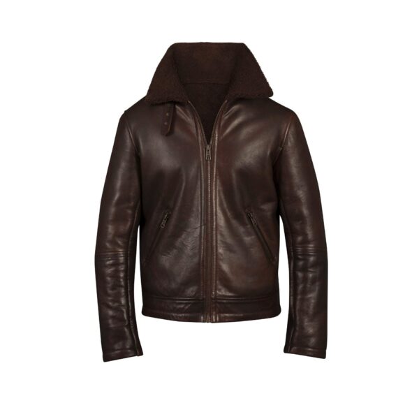 Distressed Brown Sheepskin Leather Aviator Bomber Jacket | Vintage Men's Style