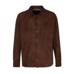 Genuine Goat Suede Leather Shirt Jacket | Chocolate Brown Overshirt for Men