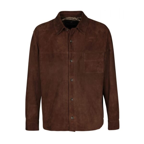 Genuine Goat Suede Leather Shirt Jacket | Chocolate Brown Overshirt for Men