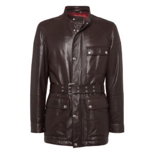 il_fullxfull.7389158305_1nbi.jpg Brunello Cucinelli Sheepskin Leather Safari Jacket | Rust Brown Belted Field Coat