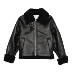 il_fullxfull.7478218952_c7zk.jpg Women's Black Sheepskin Leather Bomber Jacket | Faux Shearling Lined Aviator Coat