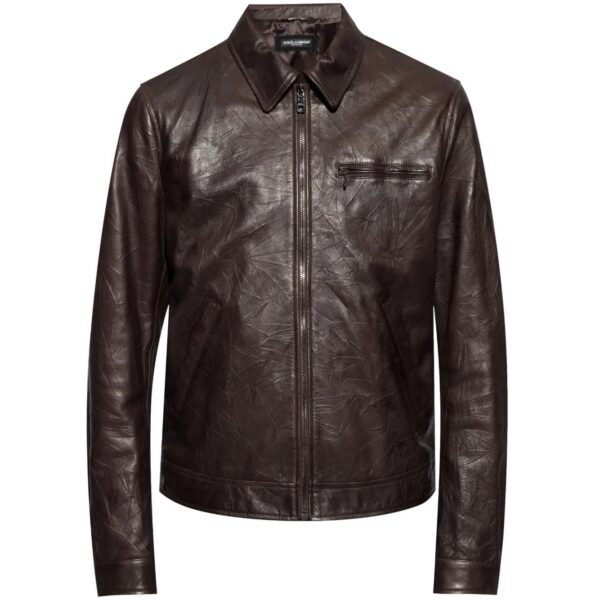 Dolce & Gabbana Inspired Brown Sheepskin Leather Jacket | Men's Handmade Coat