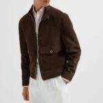 Brunello Cucinelli Dark Brown Suede Leather Jacket | Minimalist Luxury Outerwear
